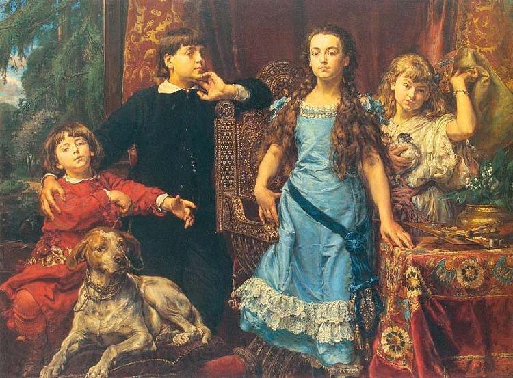 Jan Matejko Portrait of the artist's four children. Germany oil painting art